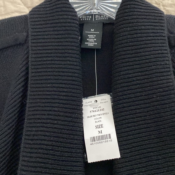 NWT! WHBM CARDIGAN. BLACK. SZ M. CAN BE WORN 2 WAYS. GORGEOUS! - Picture 7 of 8